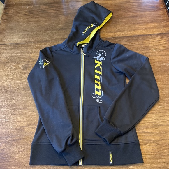 Klim Tops - KLIM Women's Hoodie Small Black Yellow Full Zip Motorcycle Jacket Sweatshirt